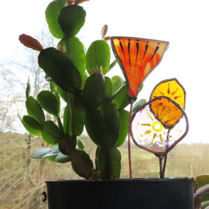 Copper foil glass flowers