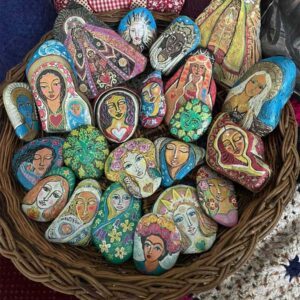 Alternative view of Divine Feminine icon painting on slate and stone