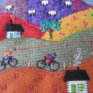Textile Art Seascape using Tweed and embroidery