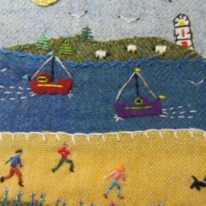 Textile Art Seascape using Tweed and embroidery